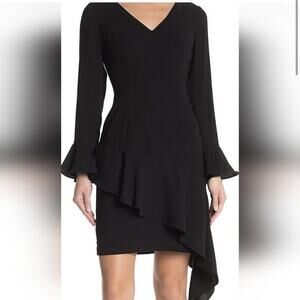 Shani Black Bell Sleeve V-Neck Dress Size 8 NWT